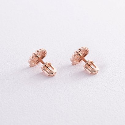 Сережки - пусети "Мушлі" у червоному золоті с08463 №4