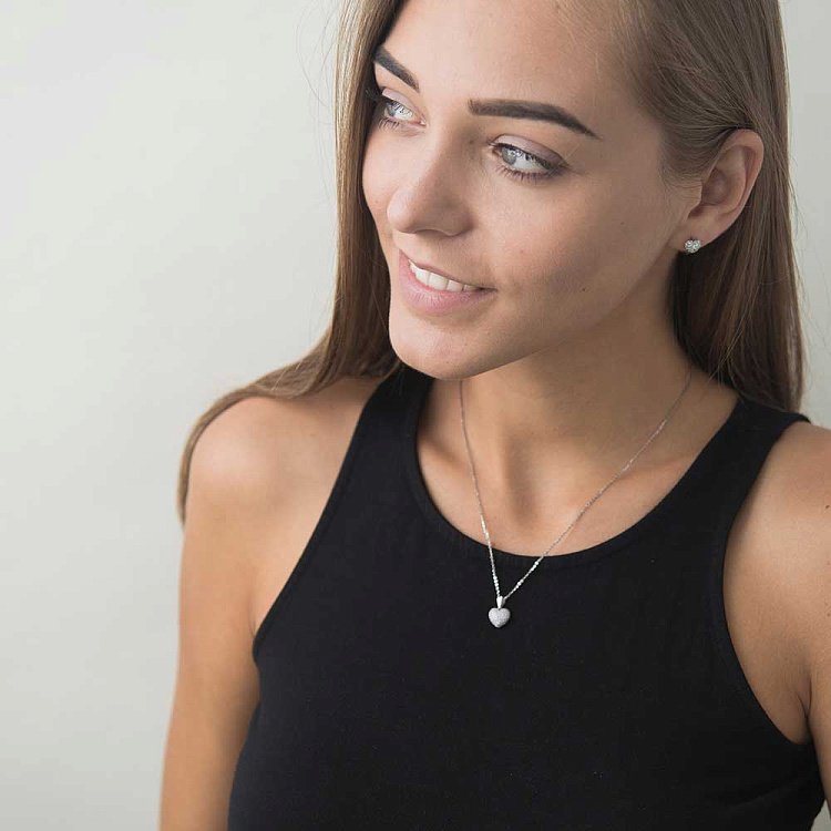 Золотые серьги-пусеты "Сердца" с бриллиантами stars227 от ювелирного магазина Оникс - 5