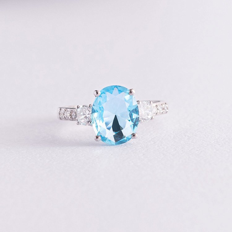 Срібна каблучка (фіаніти, кварц) 1322/1р-QSWB від ювелірного магазину Онікс