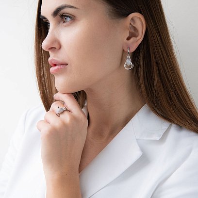 Золоті сережки "Пантера" (фіаніти) с04989 №4