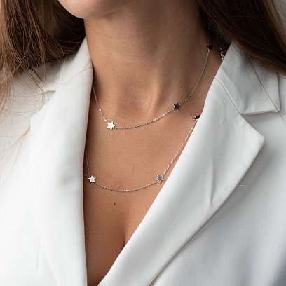 Серебряное колье "Звездочки" 181084