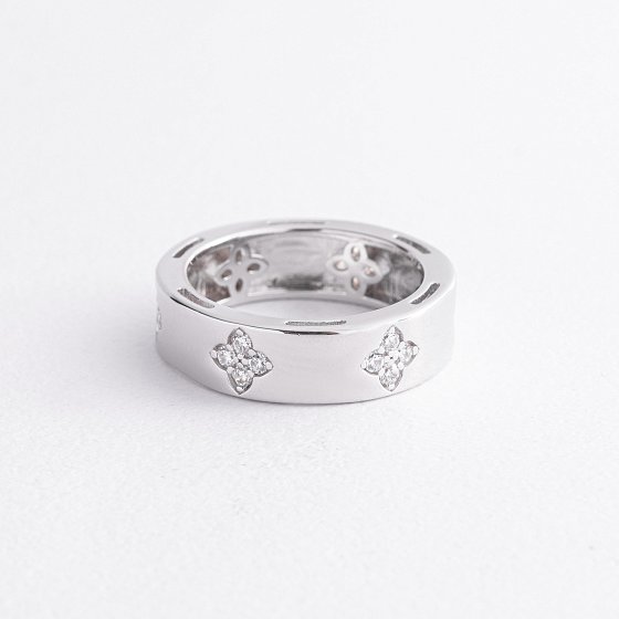 Серебряное кольцо "Клевер" с фианитами 112894 №2