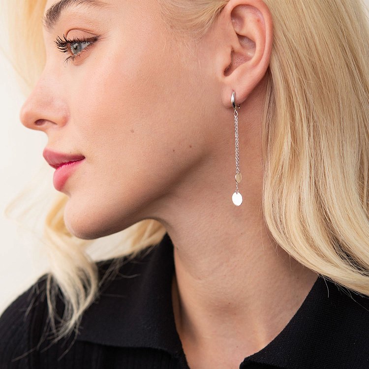 Золоті сережки "Монетки на ланцюжку" с07668 від ювелірного магазину Онікс - 1