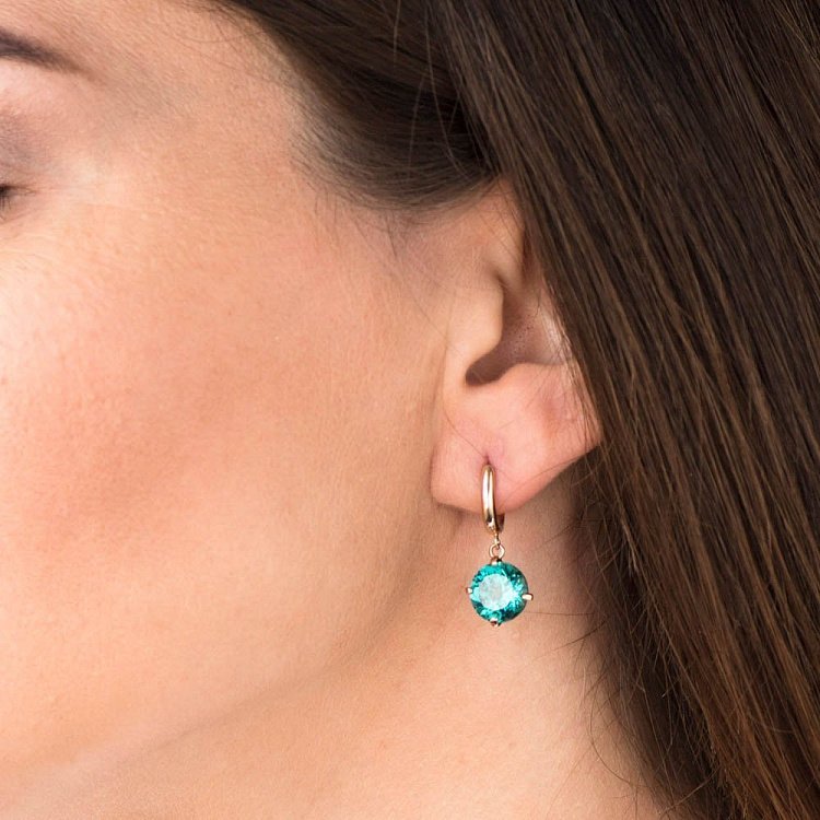 Золотые серьги "Влечение" с синтетическим турмалином с05298 от ювелирного магазина Оникс - 5