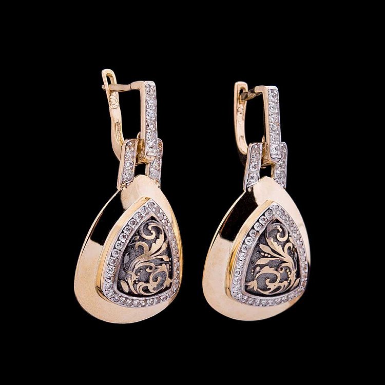 Золоті сережки з фіанітами с03259 від ювелірного магазину Онікс - 3