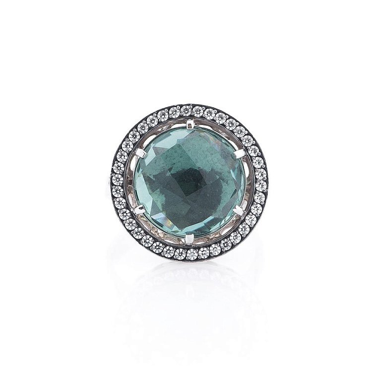 Золота каблучка з аметистом і фіанітами 14032098 - 1 Золота каблучка з аметистом і фіанітами 14032098 від ювелірного магазину Онікс - 1