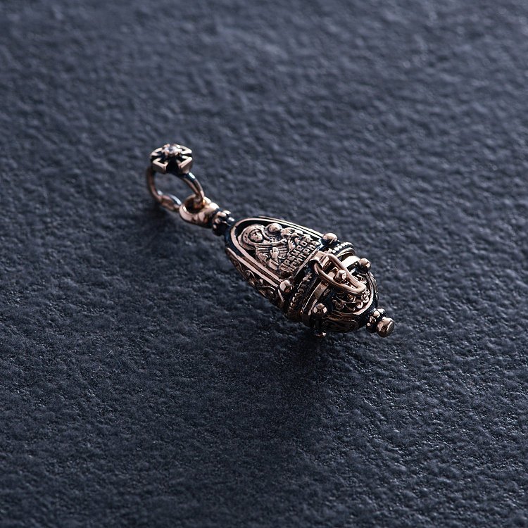 Золотий мощевик "Богородиця" з фіанітом п02533 від ювелірного магазину Онікс - 3