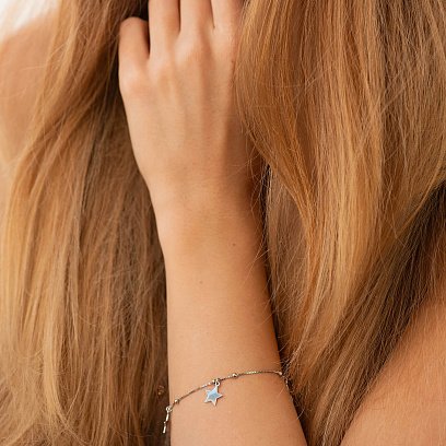 Серебряный браслет со звездочками 141361 №4