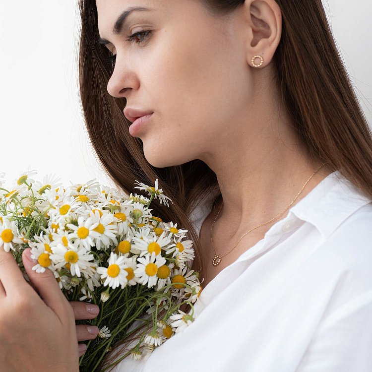 Сережки-пусети "Гармонія" в жовтому золоті с06898 від ювелірного магазину Онікс - 3