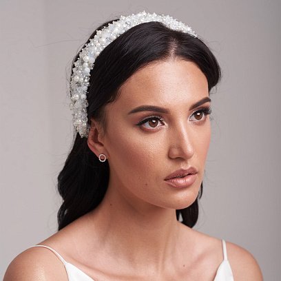 Сережки-пусети "Гармонія" в білому золоті с06903 №9