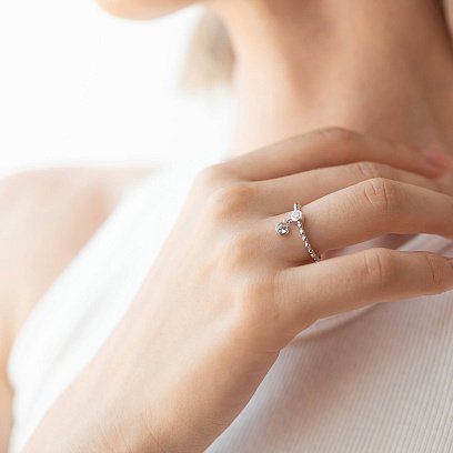 Кольцо в белом золоте с фианитами к07056 №6