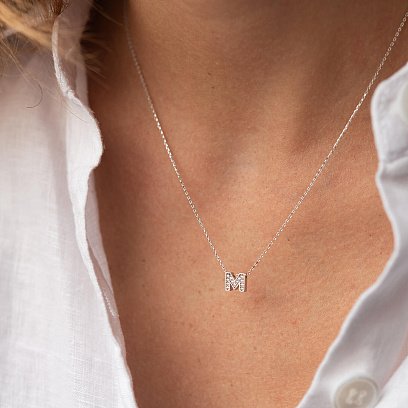 Кольє з буквою "В" в білому золоті (фіаніти) кол01329В №11