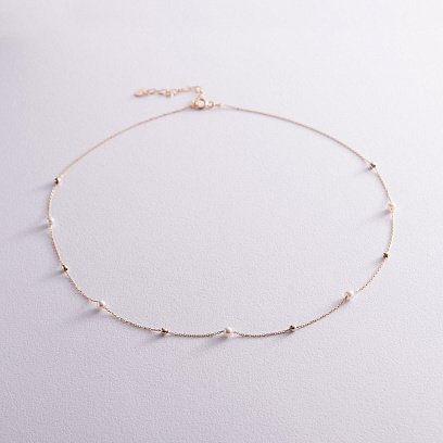 Золоте кольє "Кульки" з перлами кол02031 №3