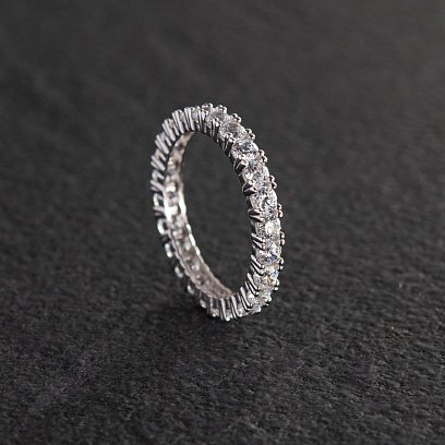 Кольцо "Paris" с дорожкой камней в белом золоте к07202 №13