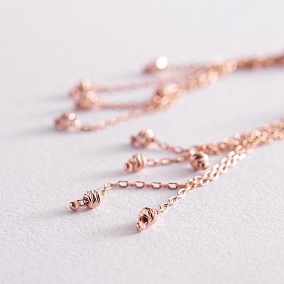 Золотые серьги "Шарики" на цепочке с07846 №3