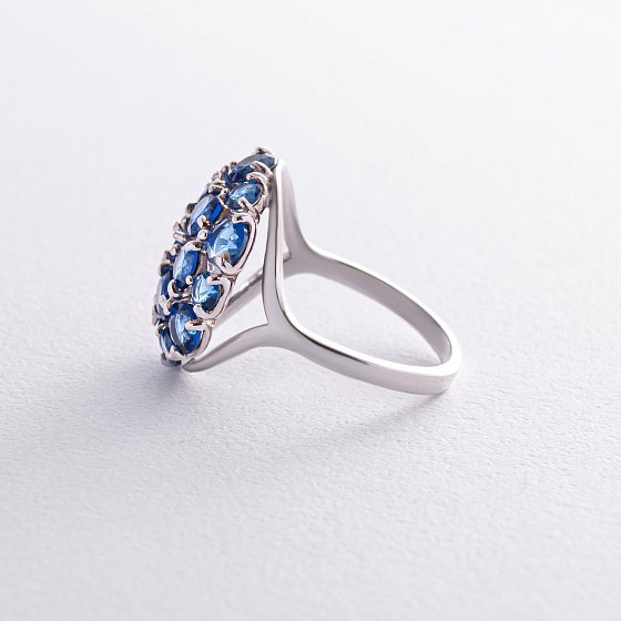 Серебряное кольцо с синими фианитами 172 №3