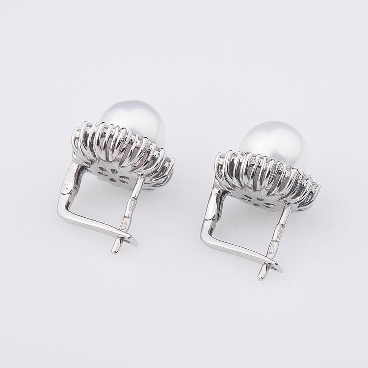 Золоті сережки (культ. прісн. перли, фіаніти) с01117б від ювелірного магазину Онікс - 2