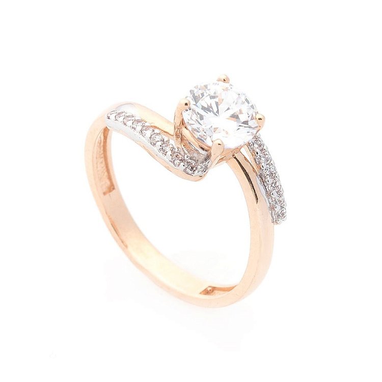 Золота каблучка з фіанітами к02969 Золота каблучка з фіанітами к02969 від ювелірного магазину Онікс