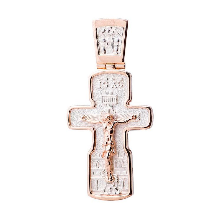 Золотой крестик с серебром 14082960 от ювелирного магазина Оникс