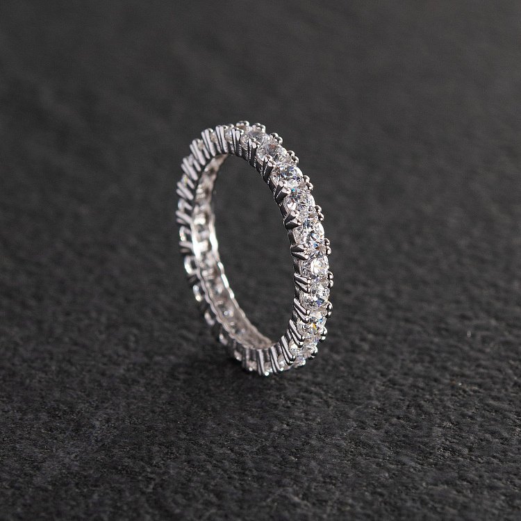 Кольцо "Paris" с дорожкой камней в белом золоте к07202 от ювелирного магазина Оникс - 14