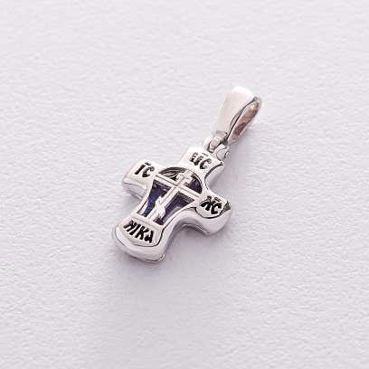 Золотой крестик с эмалью "Спаси и Сохрани" п03321