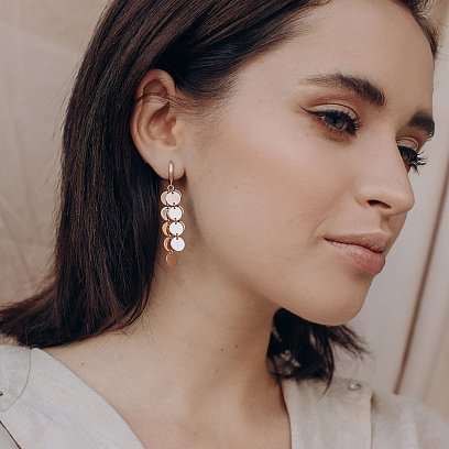 Висячі сережки "Монетки" з червоного золота с06397 №5