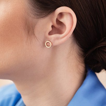 Сережки - пусети "Кругообіг" у жовтому золоті с08304