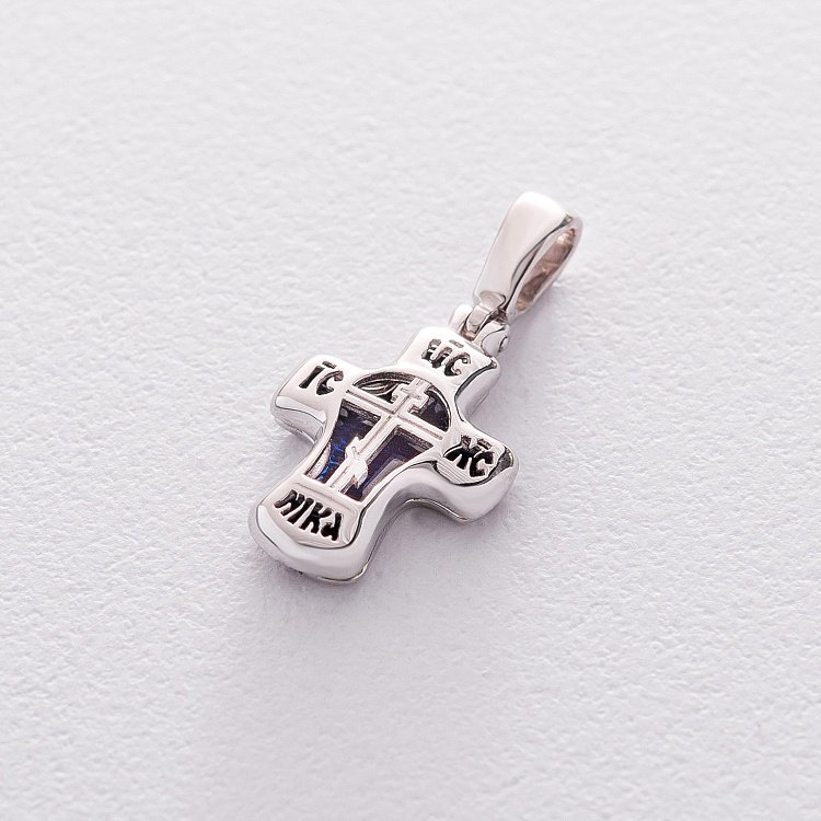 Золотой крестик с эмалью "Спаси и Сохрани" п03321 от ювелирного магазина Оникс