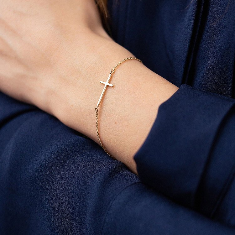 Браслет "Хрестик" у жовтому золоті з2081ж від ювелірного магазину Онікс - 2