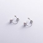 Срібні сережки - пусети з перлами 902-00738 от ювелирного магазина Оникс - 3