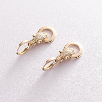 Серьги "Пантера" в желтом золоте (фианиты) с04988 №6