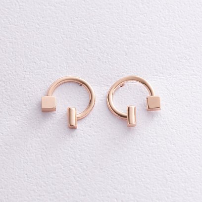 Серьги - пусеты "Дарси" в красном золоте с08319