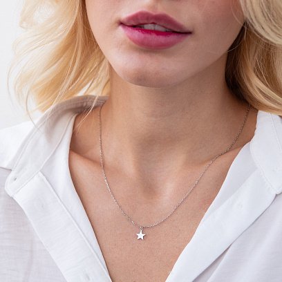 Серебряное колье "Звездочка" 18780 №3