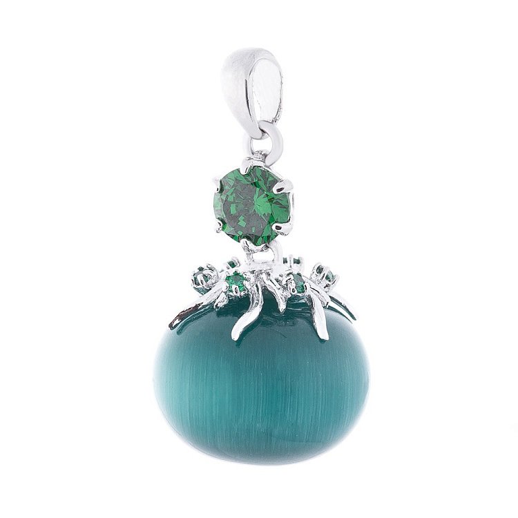 Срібний кулон (ім. улексит, фіаніт) 132807 від ювелірного магазину Онікс