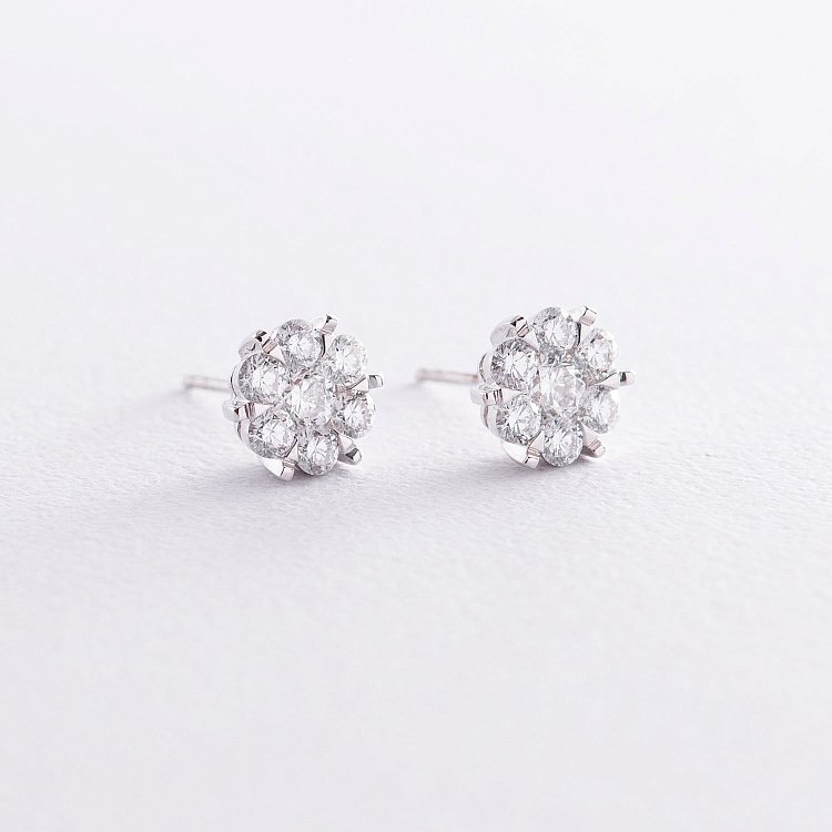 Золотые серьги-пусеты с бриллиантами сб0265cha от ювелирного магазина Оникс