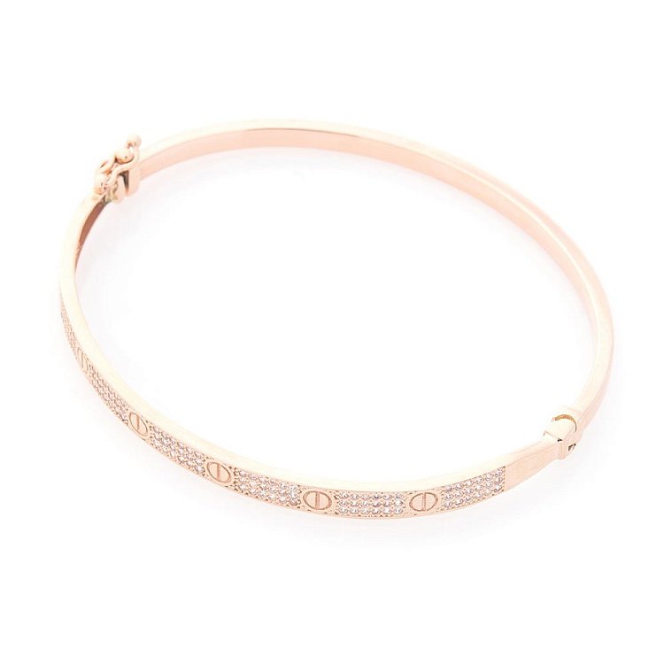 Жесткий золотой браслет (фианиты) б03678 от ювелирного магазина Оникс