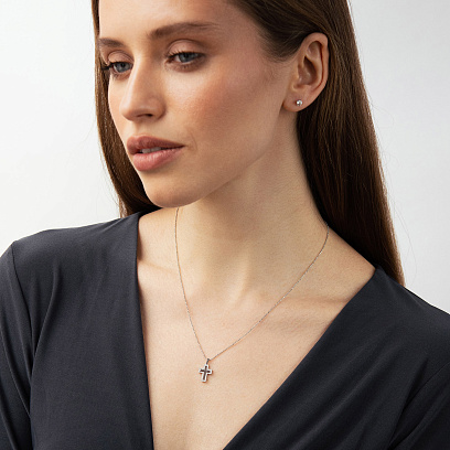 Золотой крестик с бриллиантами пб0119са №5