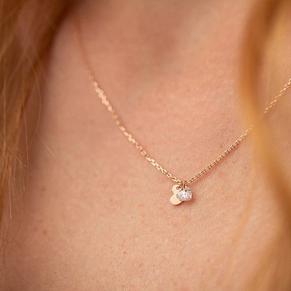 Кольє "Сердечка" в червоному золоті (фіаніт) кол01832 №2