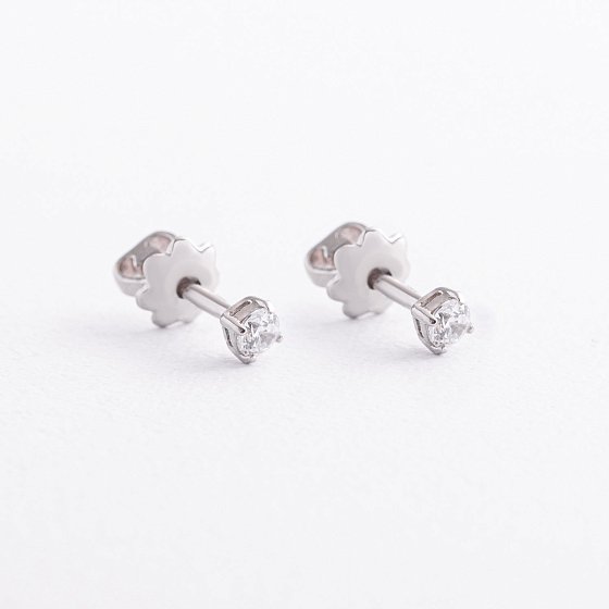 Срібні сережки - пусети з фіанітами mini 902-00091 №3