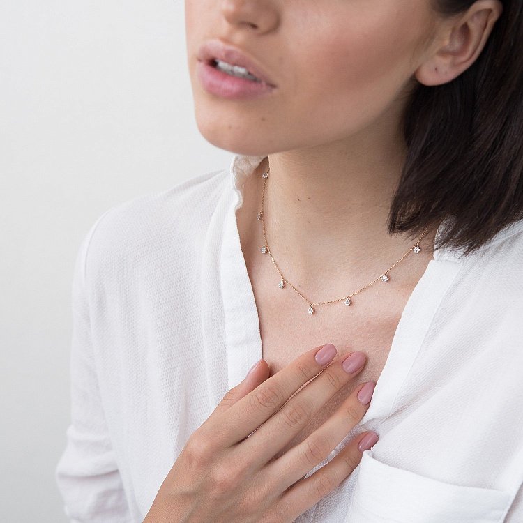 Золоте кольє з фіанітами кол01427 від ювелірного магазину Онікс - 1