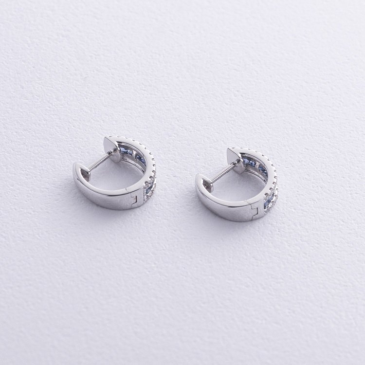 Золоті сережки - кільця (діаманти, сапфіри) сб0505ca від ювелірного магазину Онікс - 5