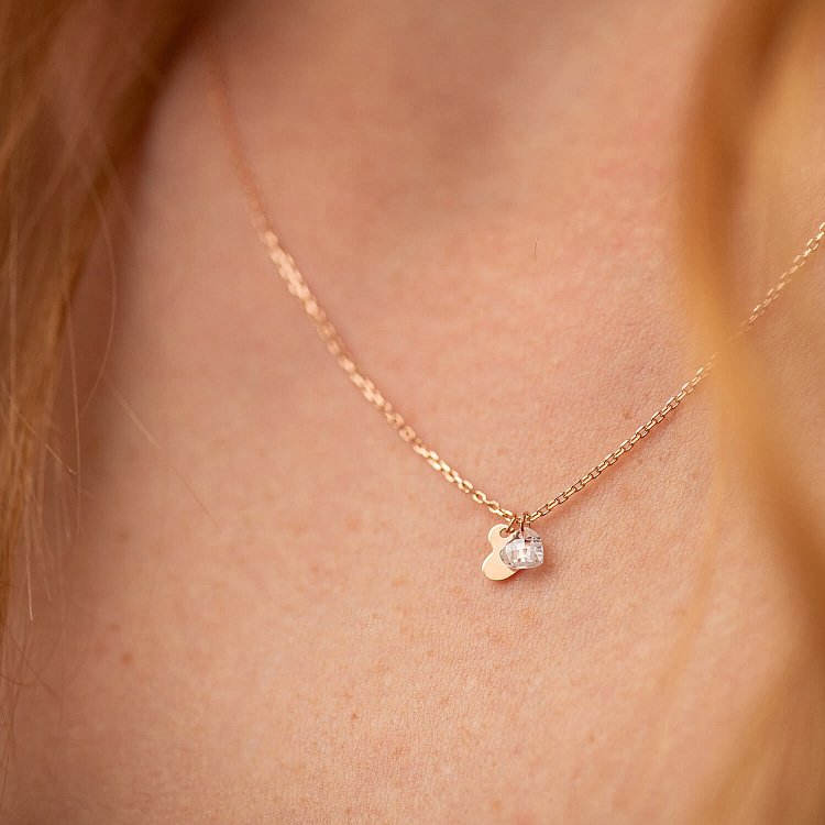 Кольє "Сердечка" в червоному золоті (фіаніт) кол01832 від ювелірного магазину Онікс - 1