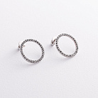 Золотые серьги - пусеты "Круговорот" (черные бриллианты) сб0485м от ювелирного магазина Оникс - 1