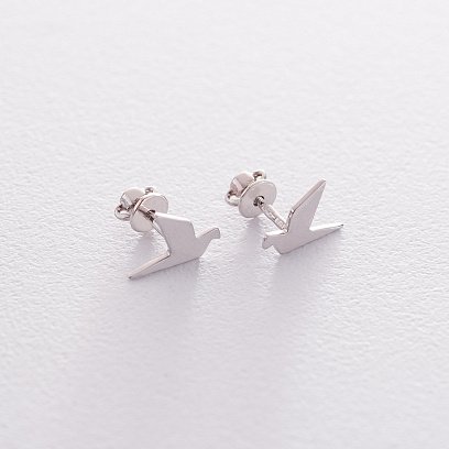 Золотые серьги-пусеты "Летающие птички" с06408 №5