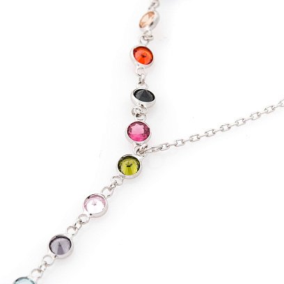 Серебряное колье с разноцветными фианитами 18657 №2