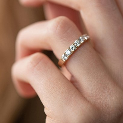 Каблучка в жовтому золоті з діамантами кб0391ri №3