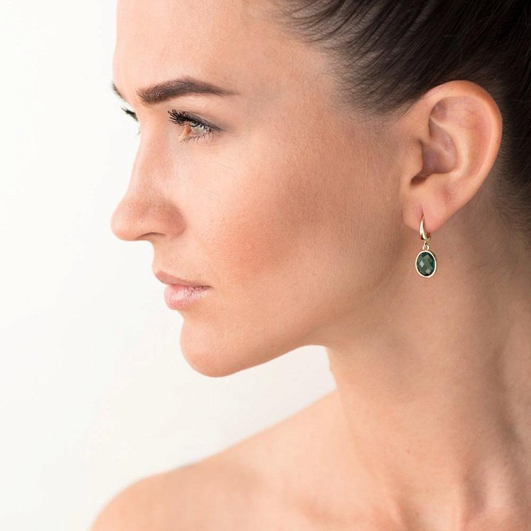 Золоті сережки з зеленим кварцом 14048690к від ювелірного магазину Онікс - 2