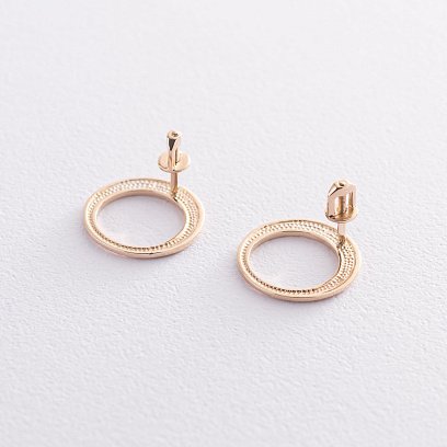 Серьги - пусеты "Орбита" в желтом золоте с07348 №4