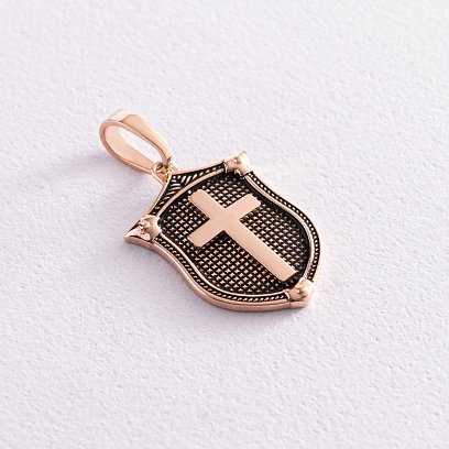Золота підвіска "Щит з хрестом" (чорніння) п03661