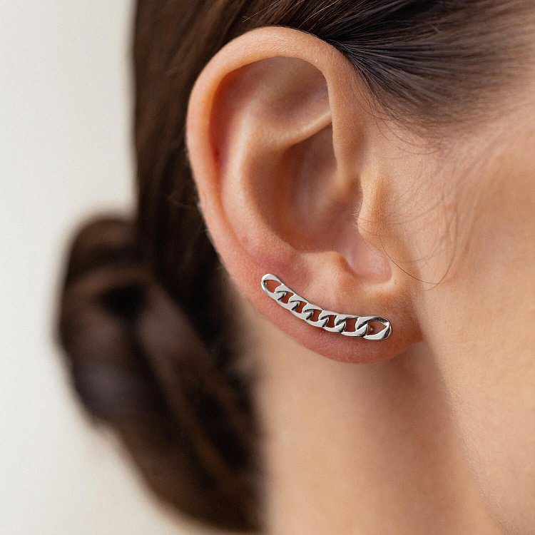 Моносерьга "Цепочка" в белом золоте с08002 от ювелирного магазина Оникс